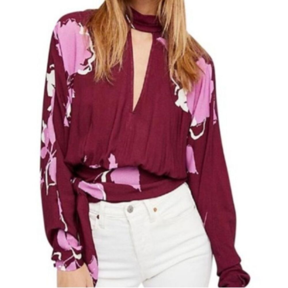 Free People Say You Love Me Purple Floral Top